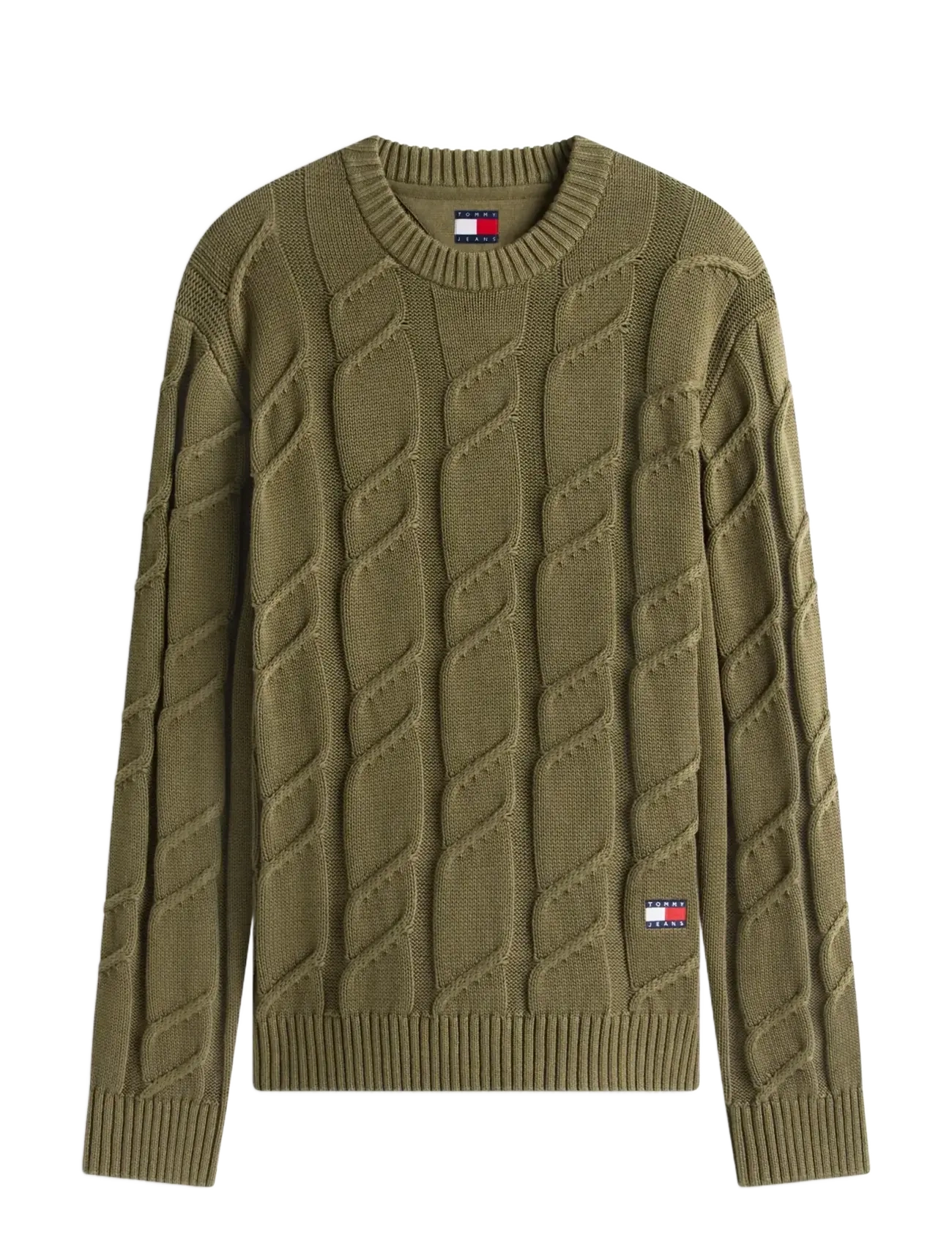 Tommy Jeans TJM REG CHUNKY CABLE KNT SWT EXT - Strik - DARK GREENERY / khaki/green