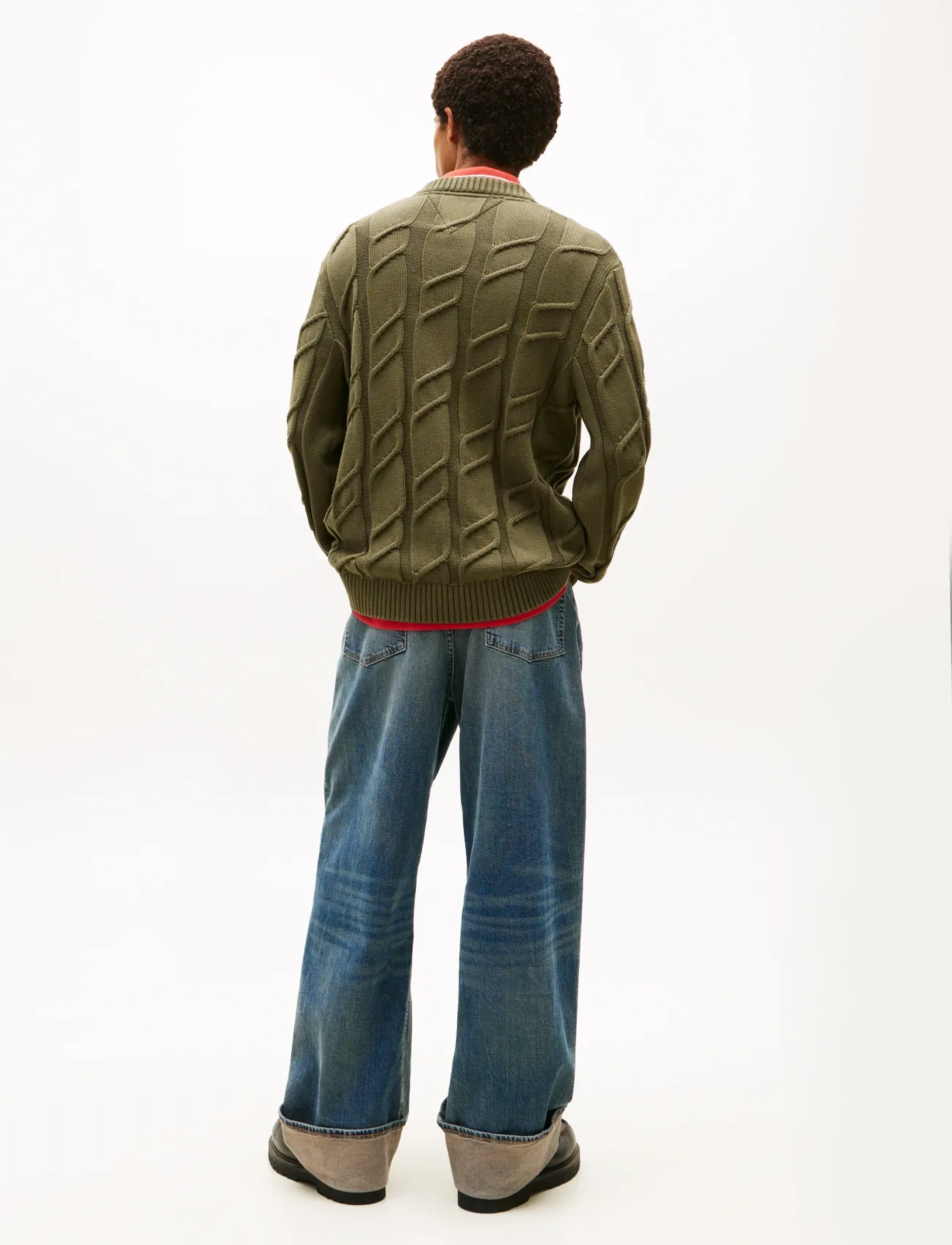 Tommy Jeans - TJM REG CHUNKY CABLE KNT SWT EXT - round necks - dark greenery - 2