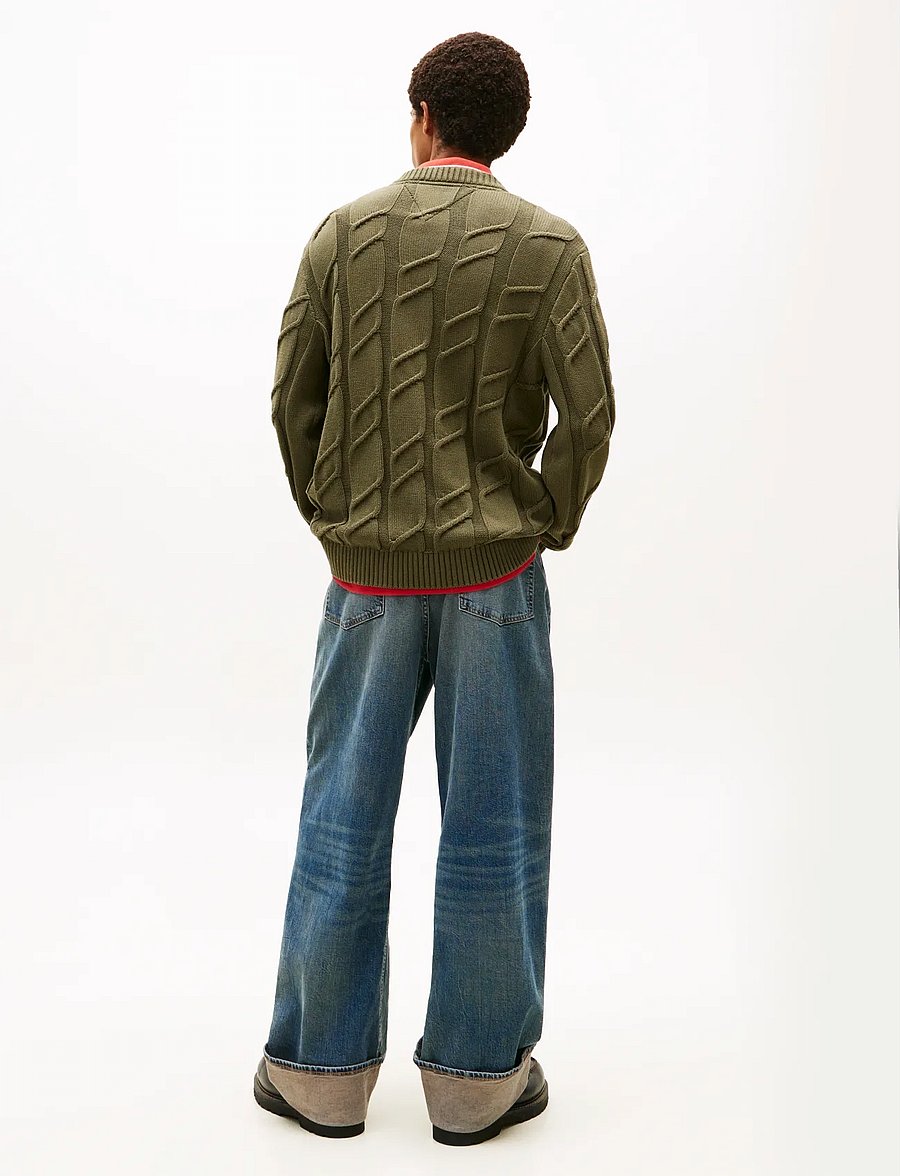 Tommy Jeans - TJM REG CHUNKY CABLE KNT SWT EXT - rundhalsad - dark greenery - 2