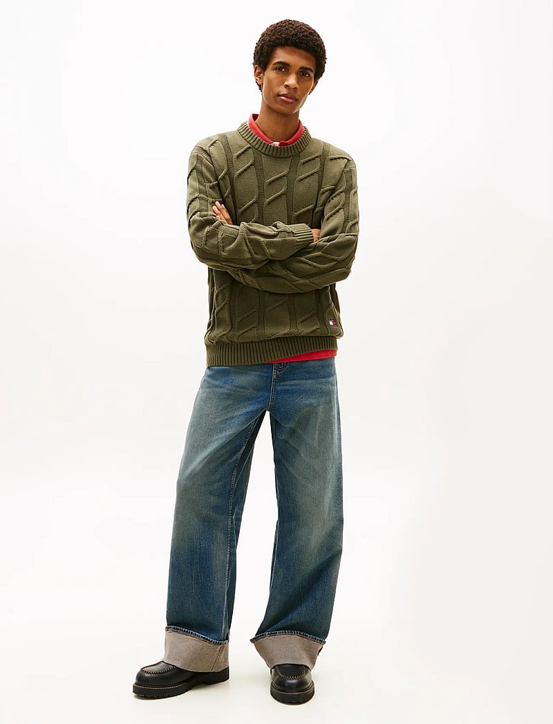 Tommy Jeans - TJM REG CHUNKY CABLE KNT SWT EXT - rund hals - dark greenery - 3