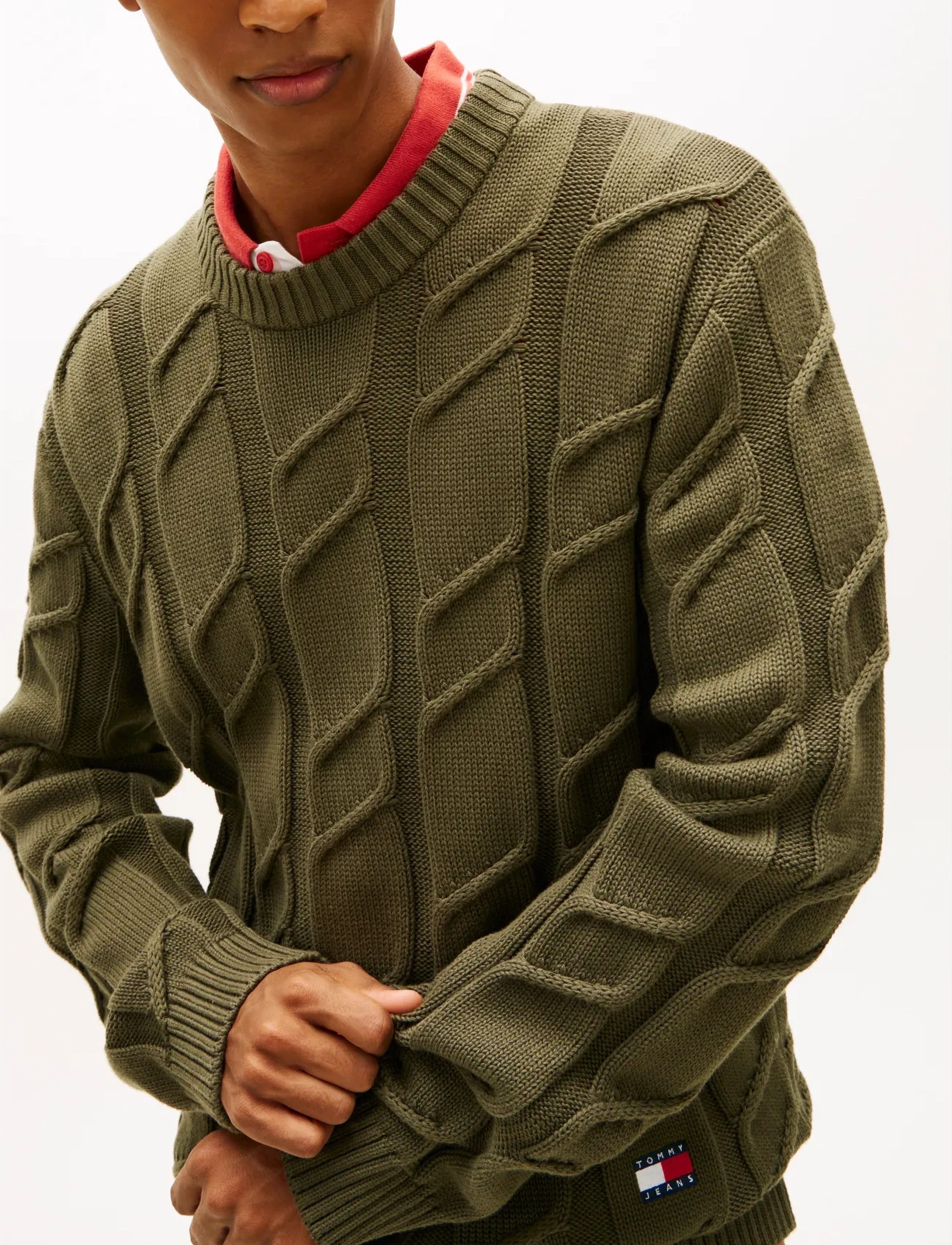Tommy Jeans - TJM REG CHUNKY CABLE KNT SWT EXT - round necks - dark greenery - 4
