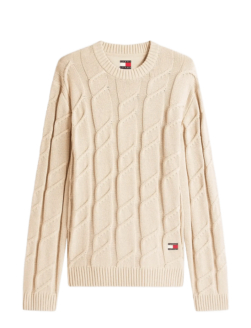 Tommy Jeans - TJM REG CHUNKY CABLE KNT SWT EXT - rundhalsad - gulf sand - 1