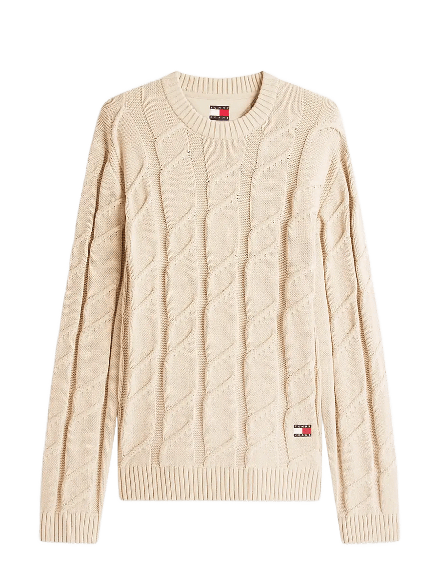 Tommy Jeans - TJM REG CHUNKY CABLE KNT SWT EXT - rundhalsad - gulf sand - 1