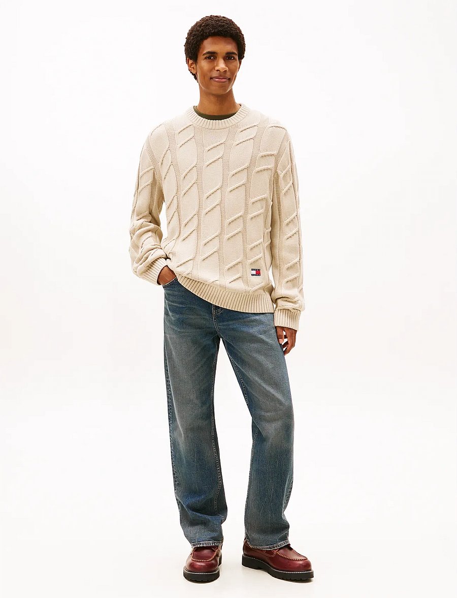 Tommy Jeans - TJM REG CHUNKY CABLE KNT SWT EXT - rundhalsad - gulf sand - 3