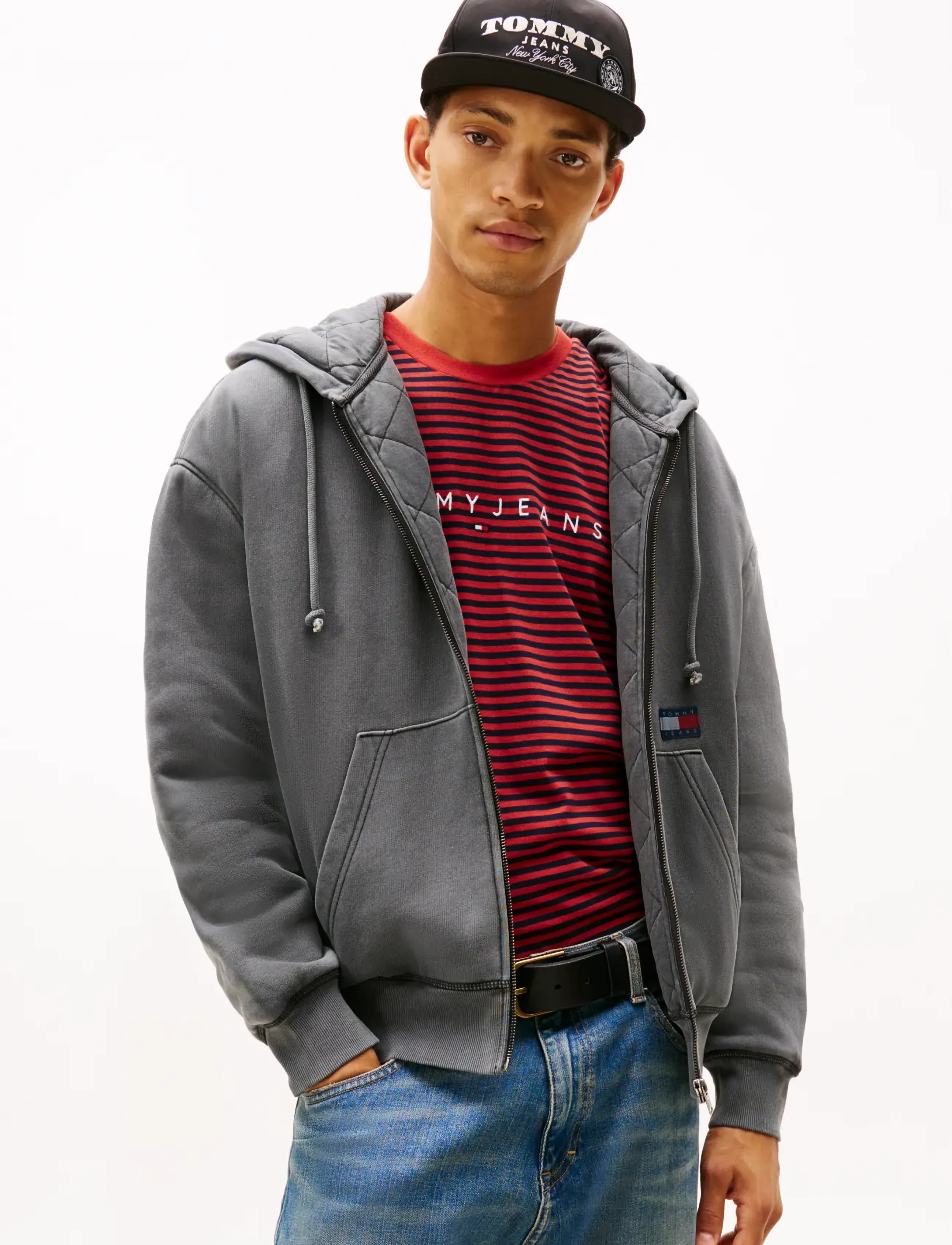 Tommy Jeans TJM 90S QUILT NEW CLASSICS FZ - Joped - BLACK / grey