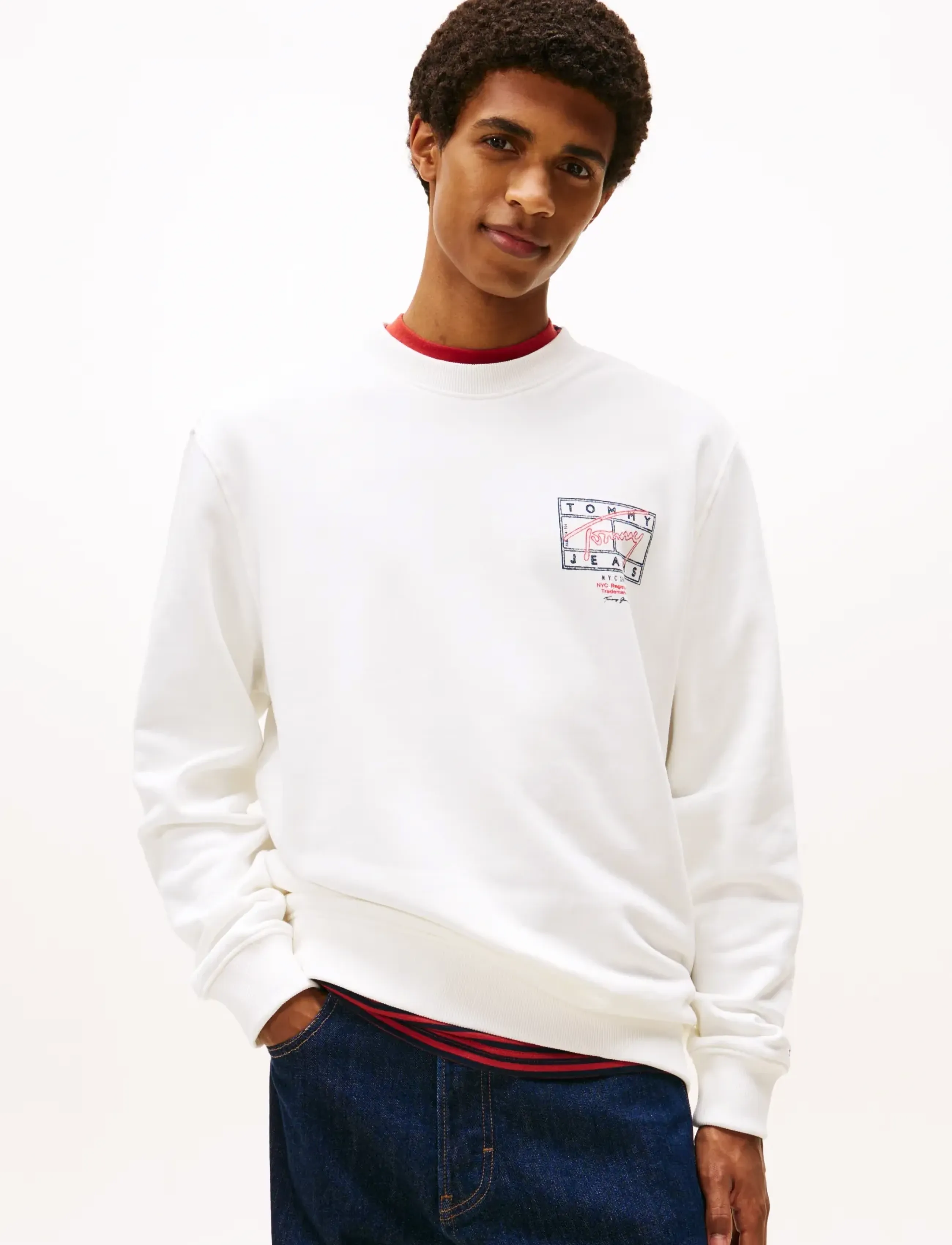 Tommy Jeans TJM REG ENTRY DNA PLAY CREW EXT - Sweatshirts - ECRU / white