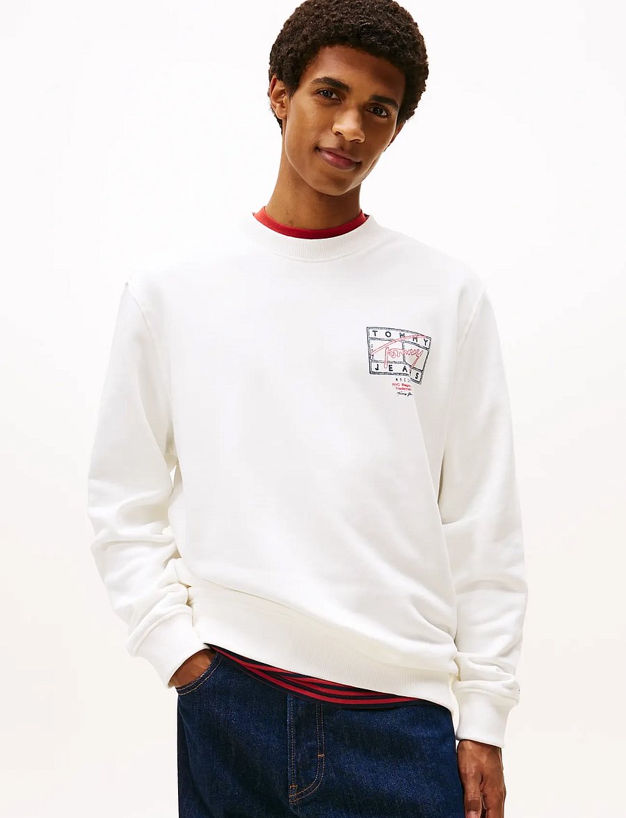 Tommy Jeans - TJM REG ENTRY DNA PLAY CREW EXT - sweatshirts - ecru - 0