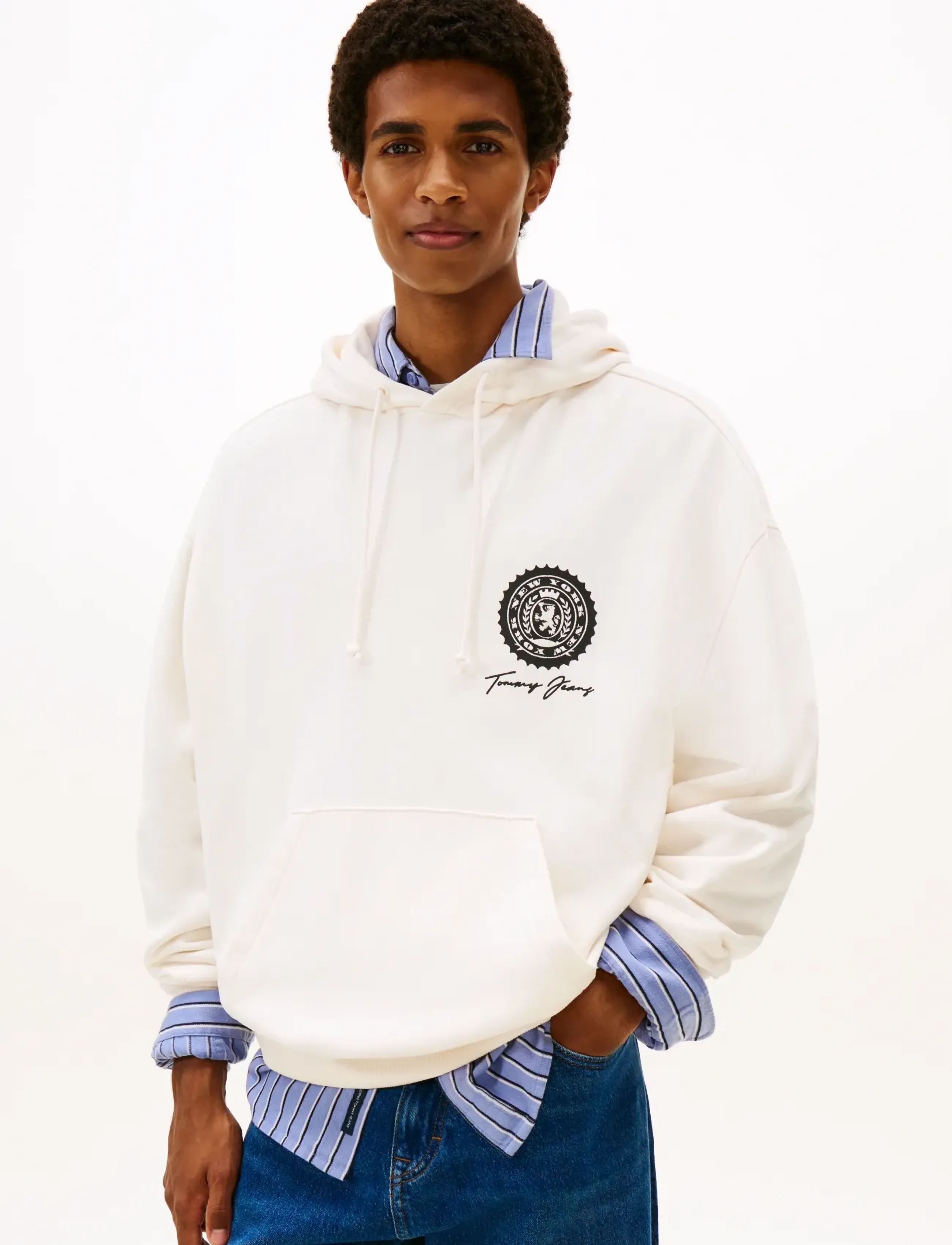 Tommy Jeans TJM 90S DOLLAR GRAPHIC HOOD EXT - Talvised pakkumised - ANCIENT WHITE / cream