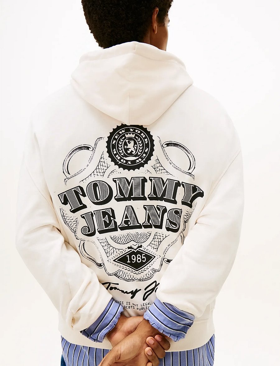 Tommy Jeans - TJM 90S DOLLAR GRAPHIC HOOD EXT - hættetrøjer - ancient white - 2