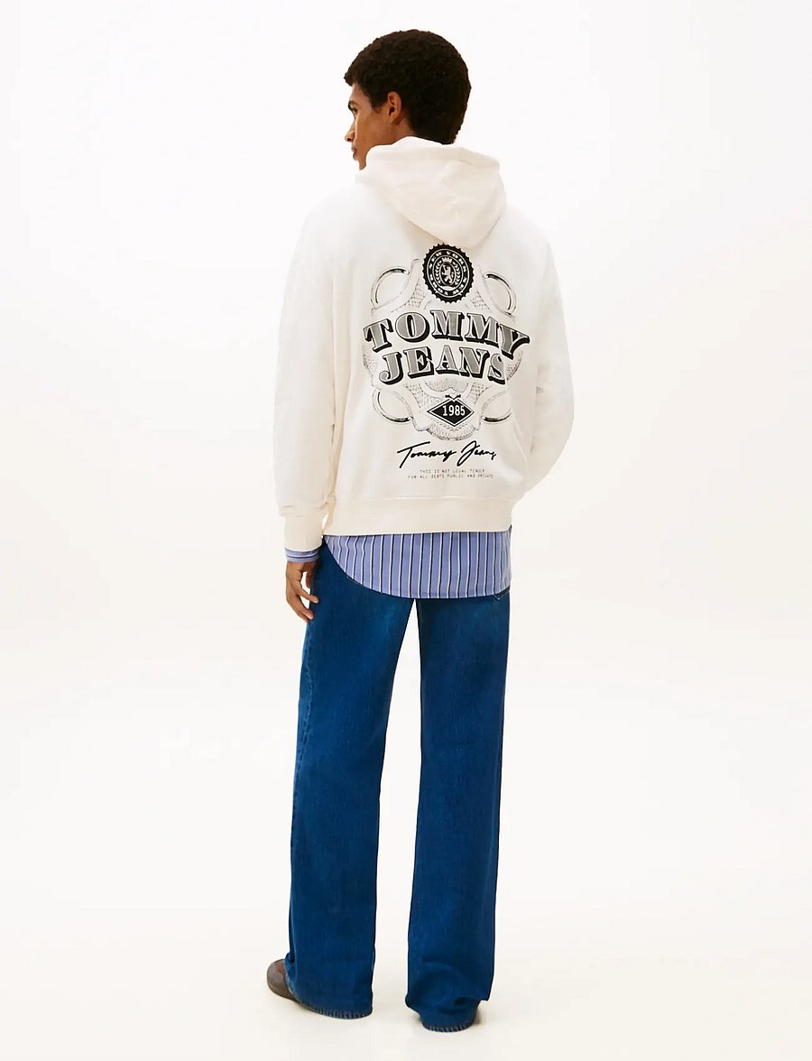 Tommy Jeans - TJM 90S DOLLAR GRAPHIC HOOD EXT - hættetrøjer - ancient white - 4