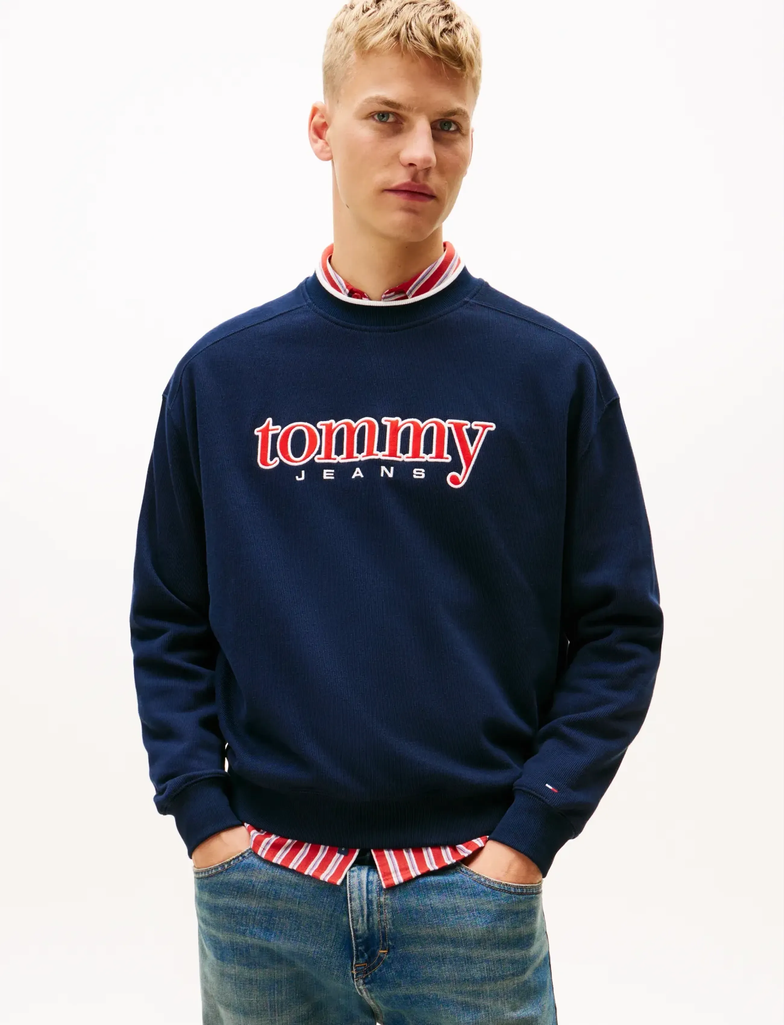 Tommy Jeans Tjm 90S Texture Graphic Crew, XS, Sweatshirts & Hoodies, Marineblau - Sweatshirts, Männerswear