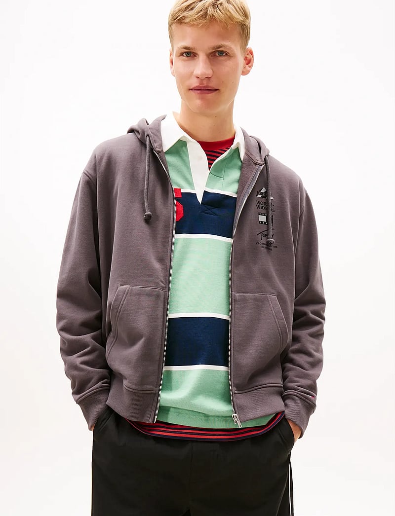 Tommy Jeans - TJM RLX DNA PLAY FZ - hoodies - washed black - 0