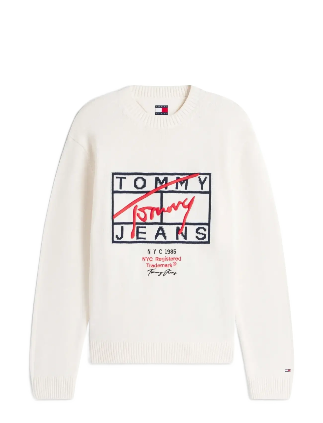 Tommy Jeans TJM REG SIGNATURE SWEATER EXT - Sweatshirts & Kapuzenpullover - ANCIENT WHITE / white
