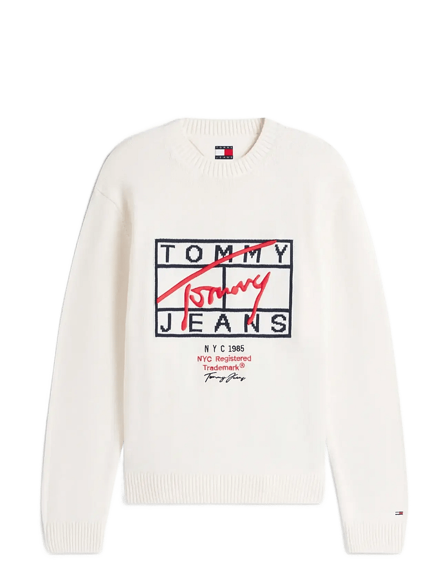 Tommy Jeans - TJM REG SIGNATURE SWEATER EXT - sweatshirts - ancient white - 1
