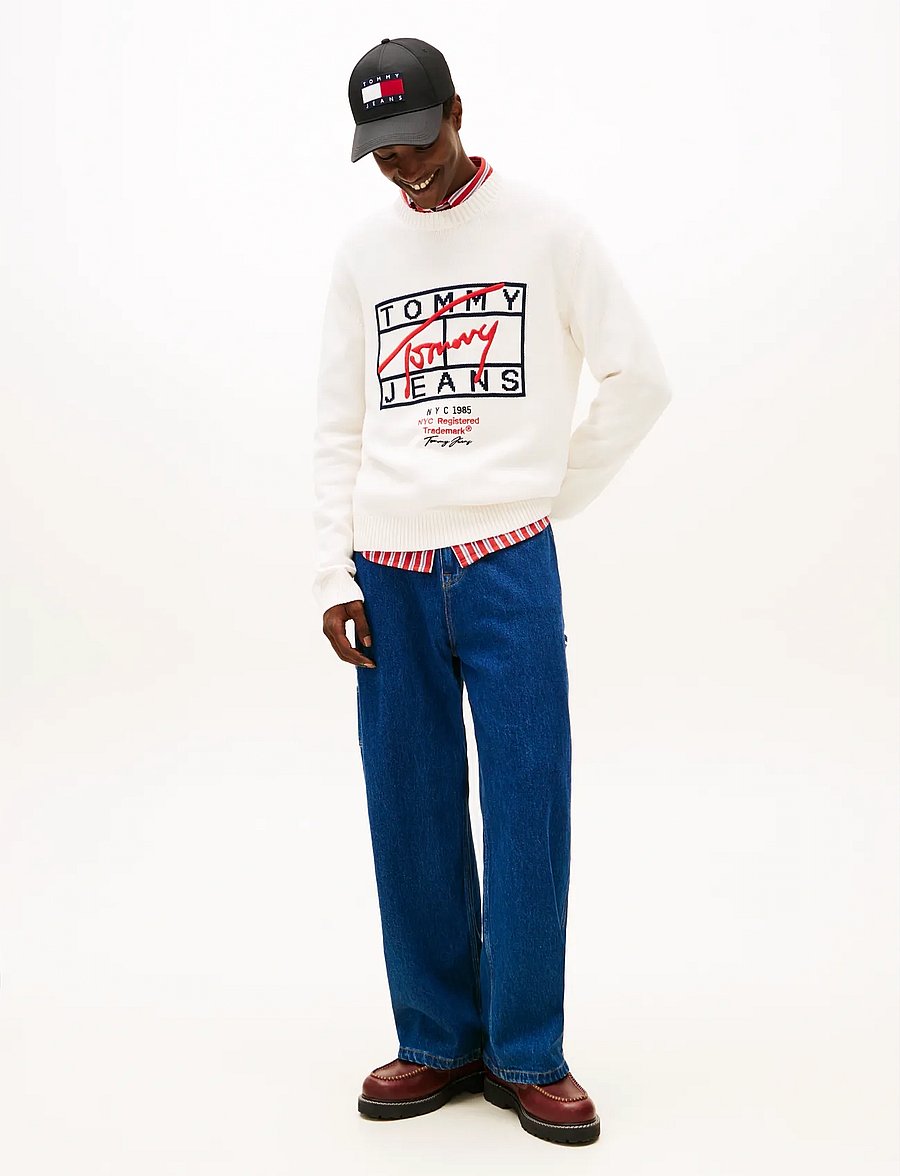 Tommy Jeans - TJM REG SIGNATURE SWEATER EXT - sweatshirts - ancient white - 2