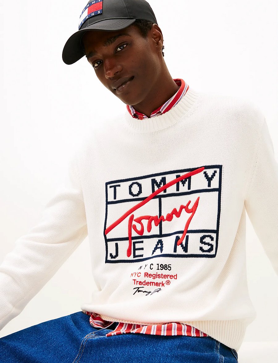 Tommy Jeans - TJM REG SIGNATURE SWEATER EXT - sweatshirts - ancient white - 4
