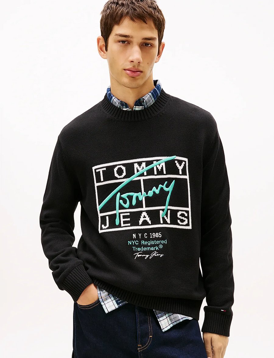 Tommy Jeans - TJM REG SIGNATURE SWEATER EXT - shop efter stil - black - 0