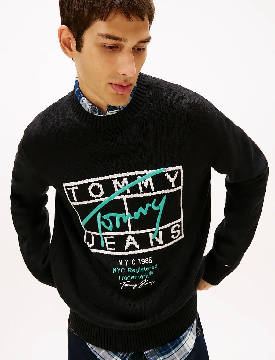 Tommy Jeans - TJM REG SIGNATURE SWEATER EXT - shop efter stil - black - 4