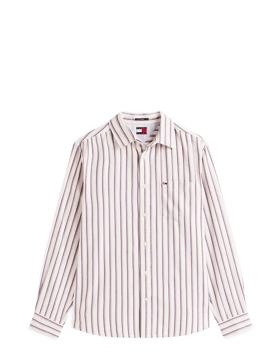 Tommy Jeans - TJM RLX STRIPE TWILL SHIRT - striped shirts - ancient white stripes - 1