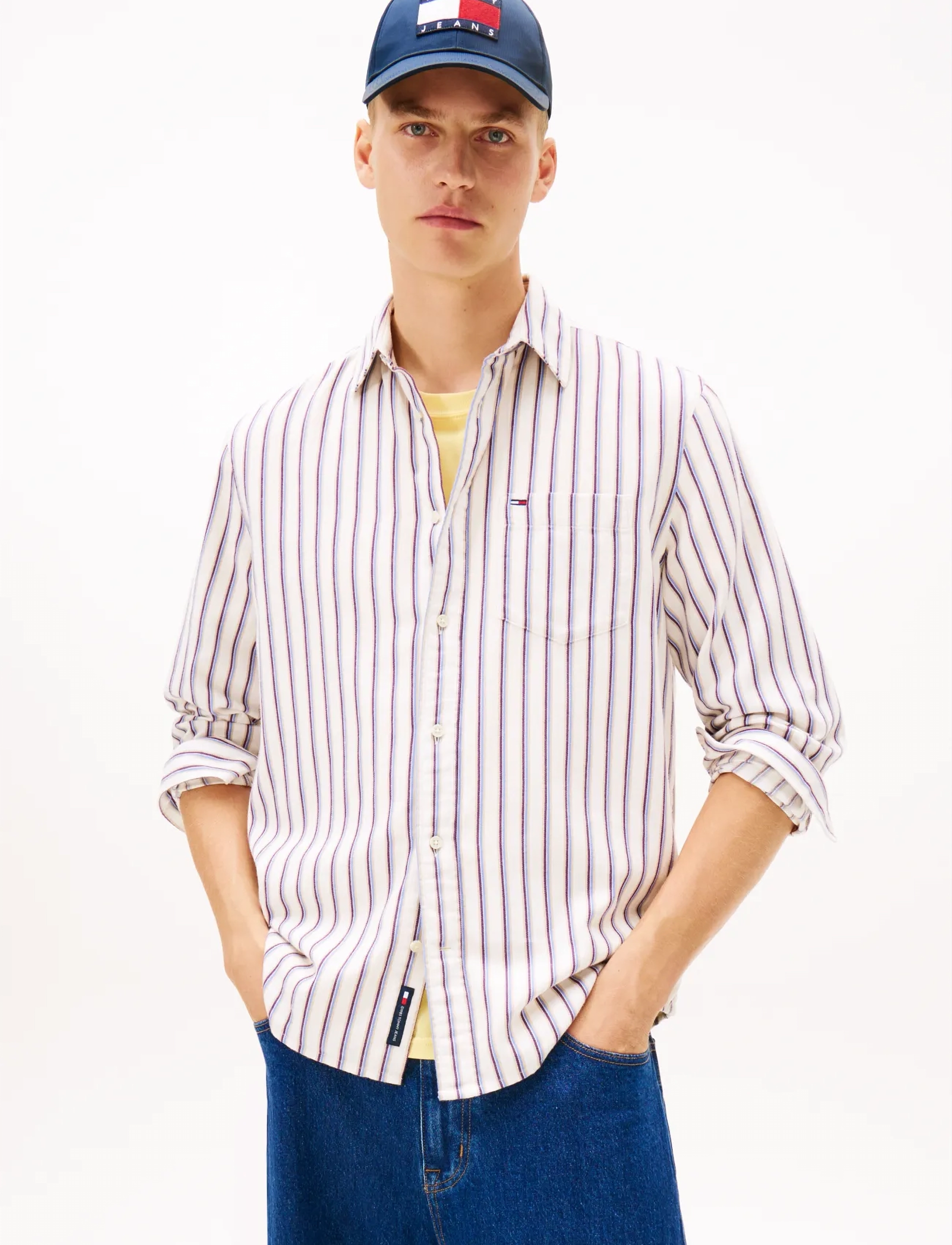 Tommy Jeans TJM RLX STRIPE TWILL SHIRT - Tommy Hilfiger - ANCIENT WHITE STRIPES / white