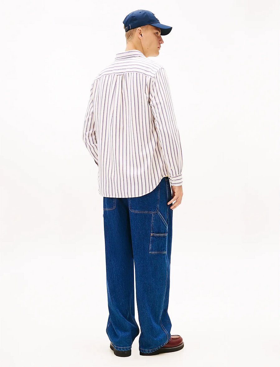 Tommy Jeans - TJM RLX STRIPE TWILL SHIRT - striped shirts - ancient white stripes - 2