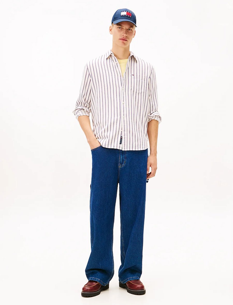 Tommy Jeans - TJM RLX STRIPE TWILL SHIRT - striped shirts - ancient white stripes - 3