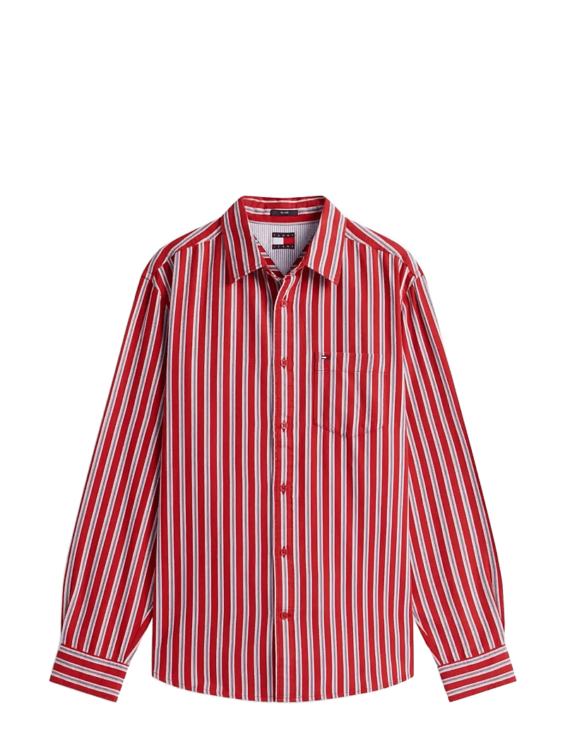 Tommy Jeans - TJM RLX STRIPE TWILL SHIRT - striped shirts - terracotta red stripes - 1