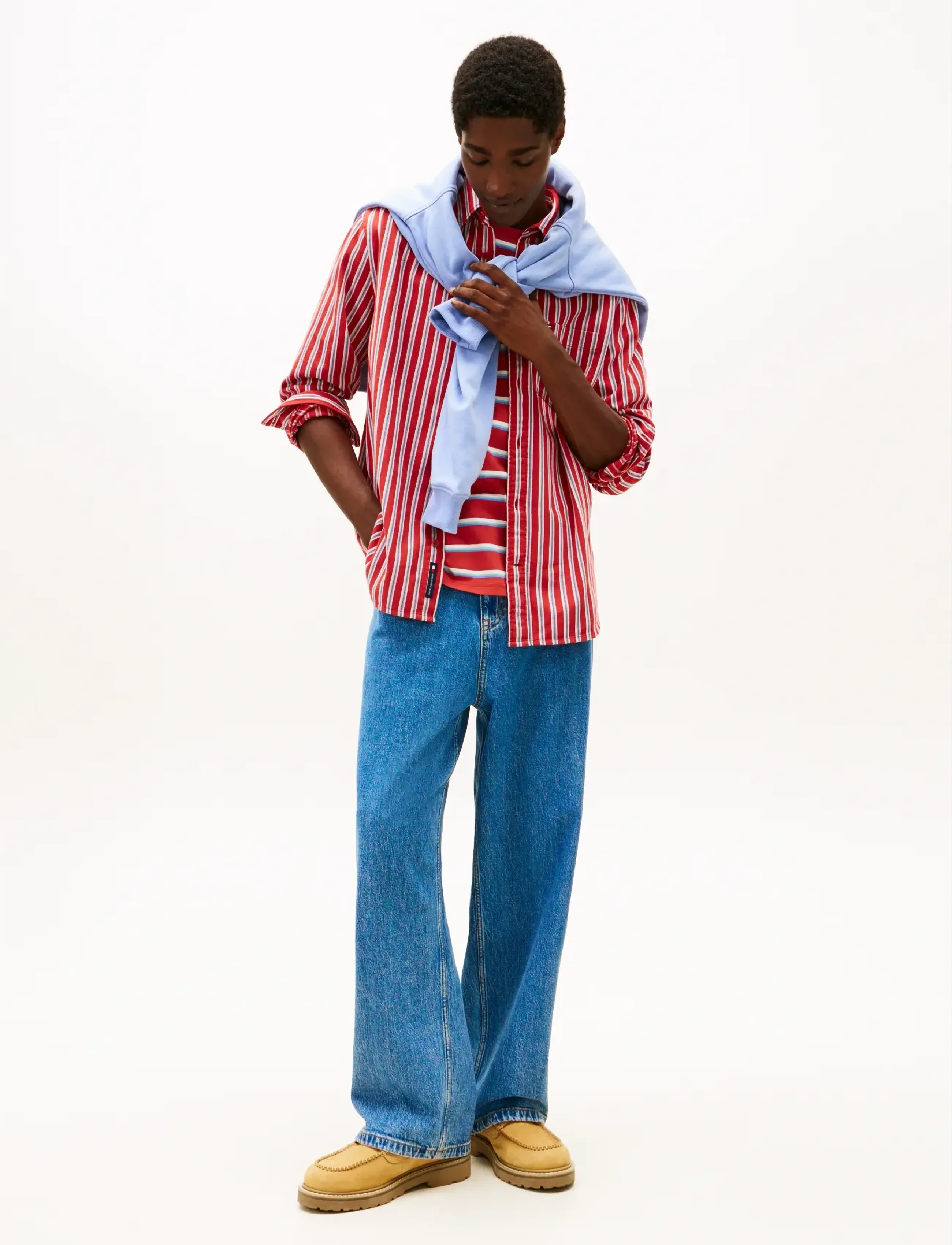 Tommy Jeans - TJM RLX STRIPE TWILL SHIRT - stribede skjorter - terracotta red stripes - 2