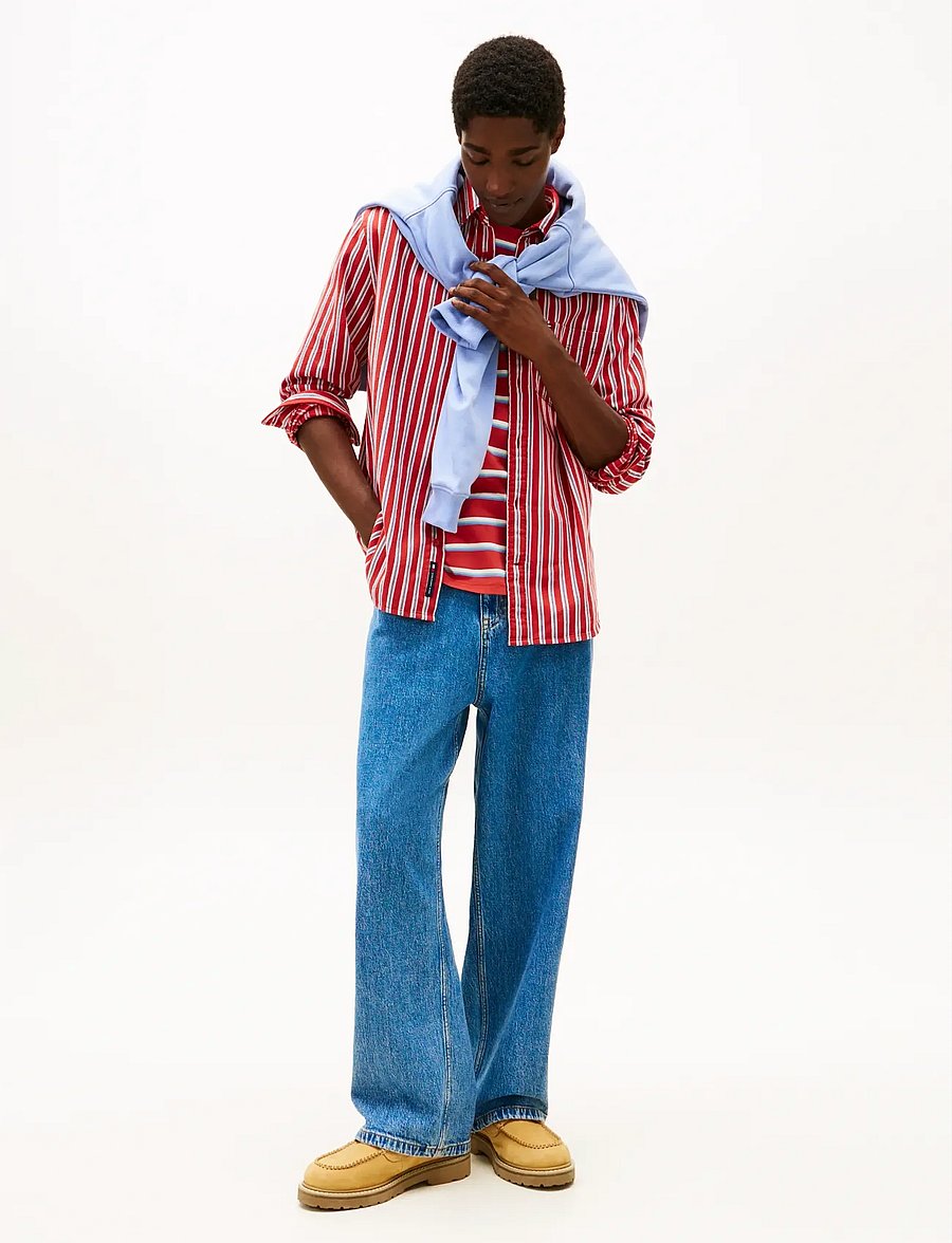 Tommy Jeans - TJM RLX STRIPE TWILL SHIRT - stribede skjorter - terracotta red stripes - 2