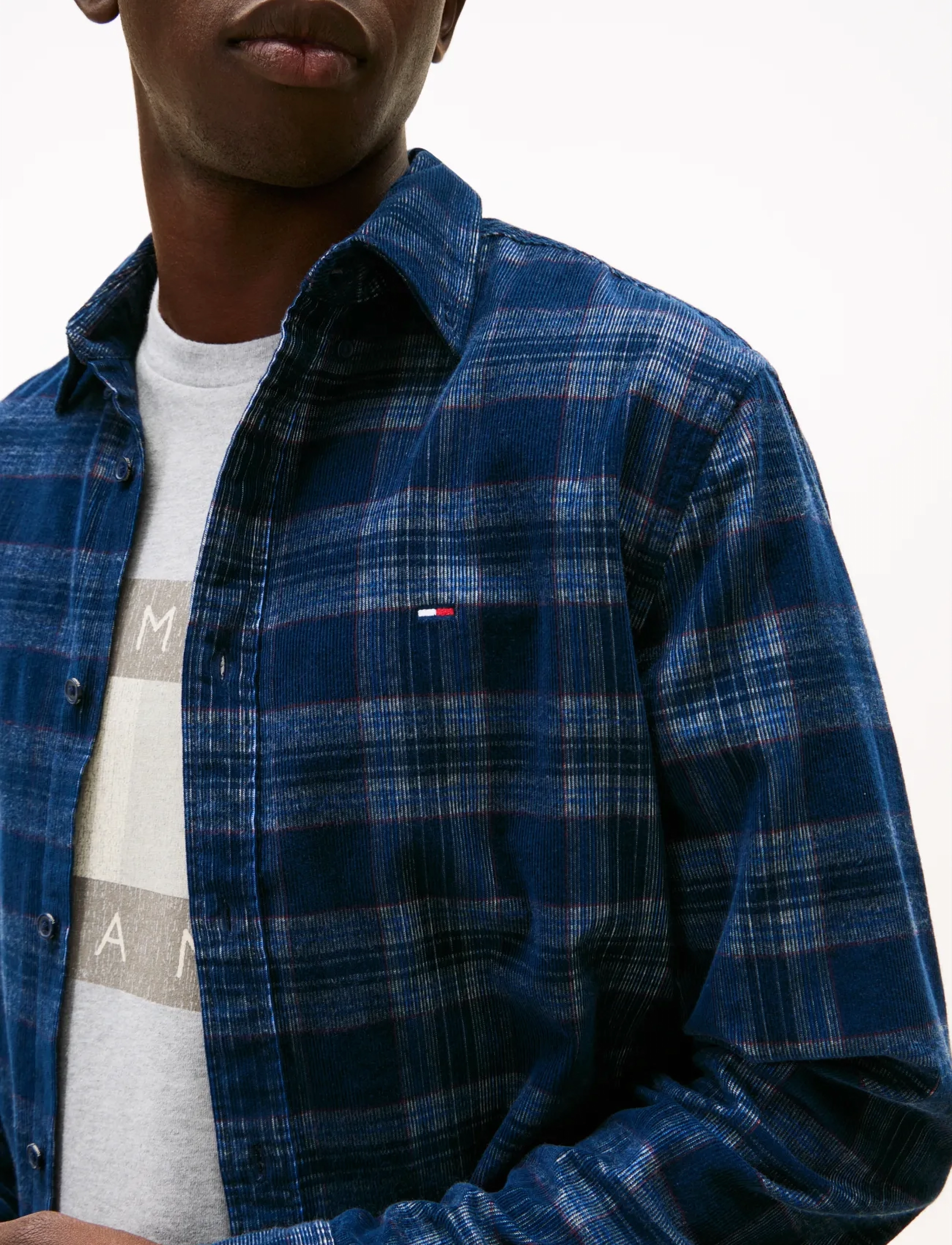 Tommy Jeans - TJM REG CHECK CORD SHIRT - dark night navy check - 4