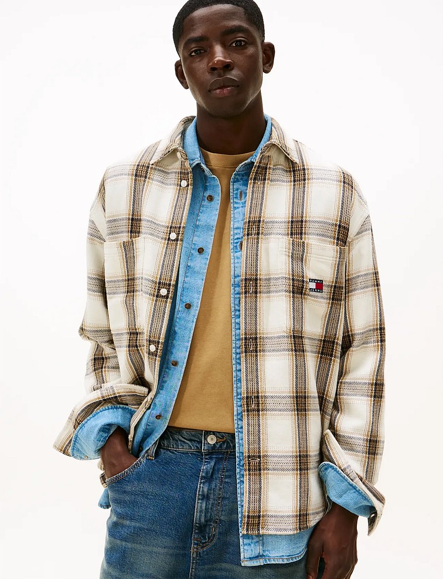 Tommy Jeans - TJM RLX CHECK BRUSHED OS EXT - chemises à carreaux - ancient white check - 0