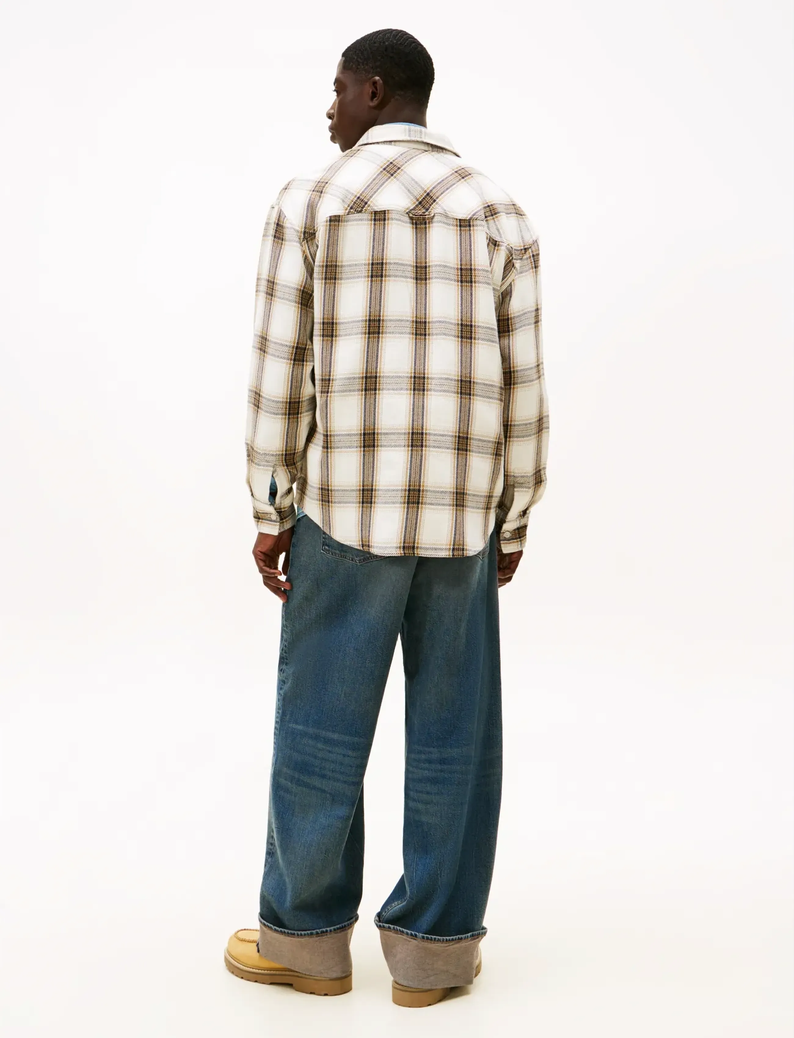 Tommy Jeans - TJM RLX CHECK BRUSHED OS EXT - rutiga skjortor - ancient white check - 3