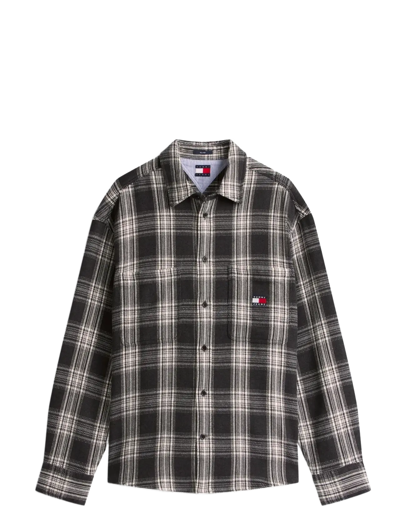 Tommy Jeans TJM RLX CHECK BRUSHED OS EXT - Skjorter - BLACK CHECK / black