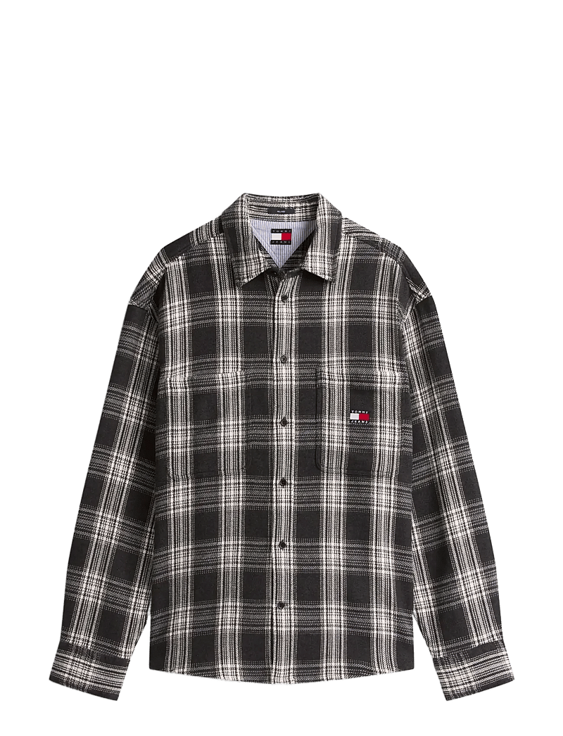Tommy Jeans - TJM RLX CHECK BRUSHED OS EXT - ternede skjorter - black check - 1
