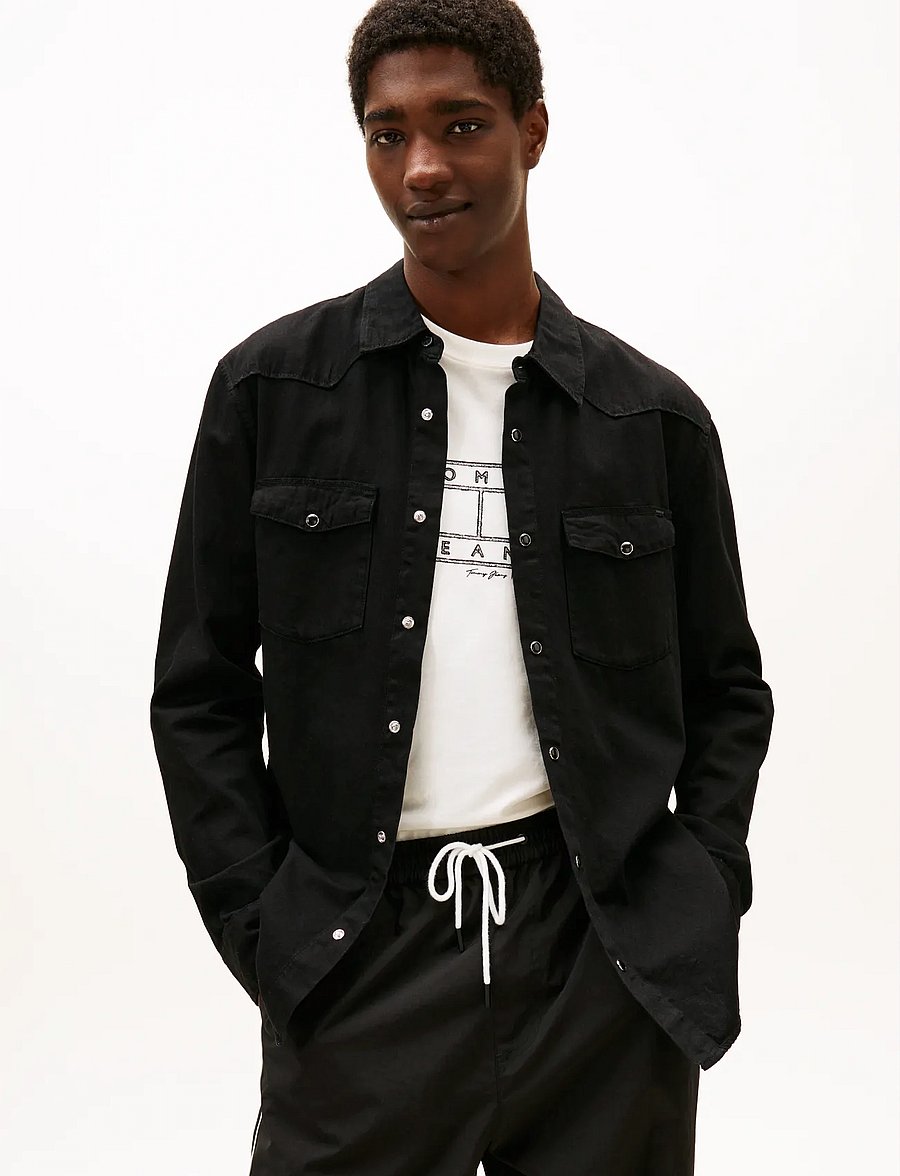 Tommy Jeans - WESTERN SHIRT EI4089 - Überhemden - denim black - 0