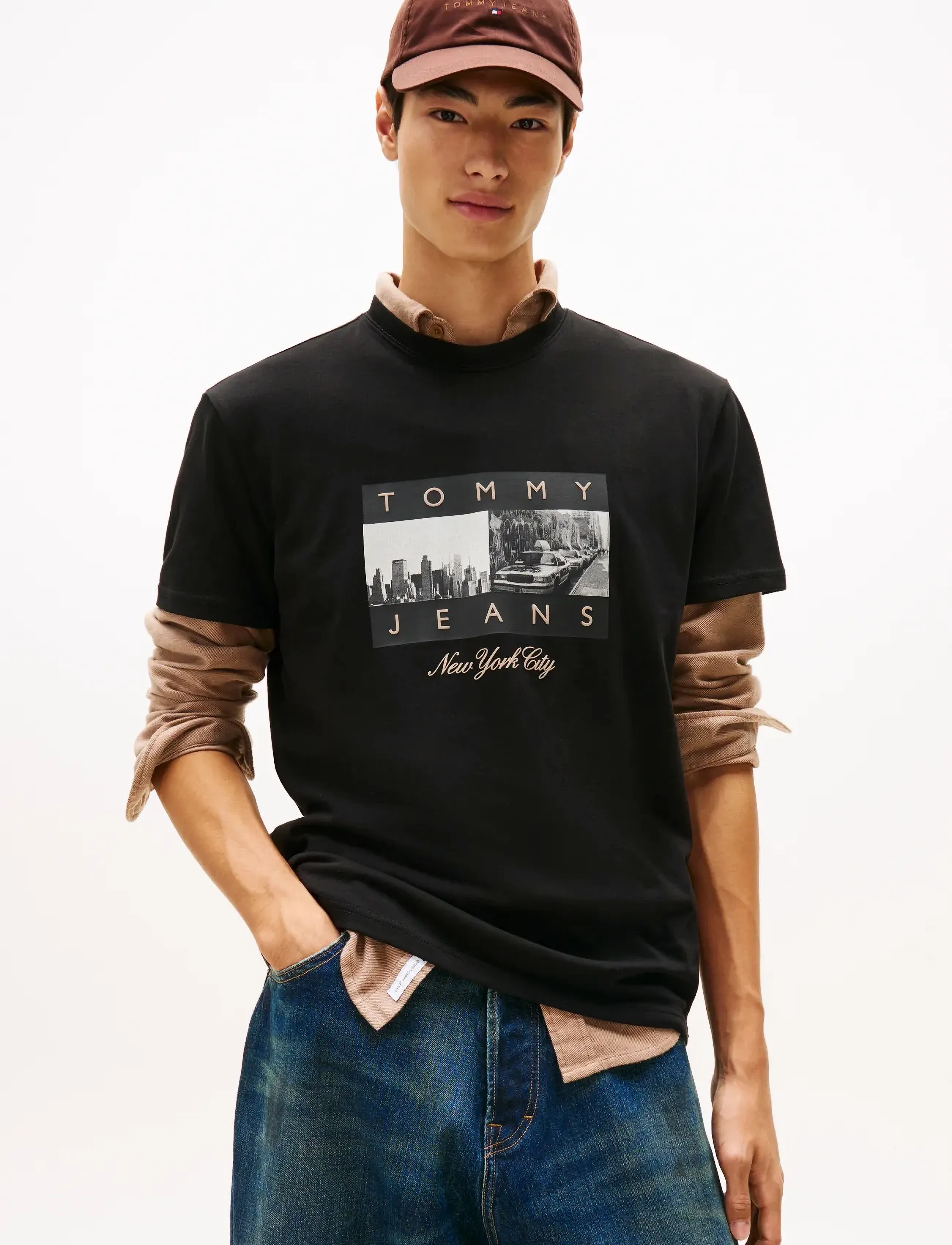 Tommy Jeans Tjm Reg Photo Flag Ss Tee, Mænd, Fotoprint T-shirt, Sort, Str: M