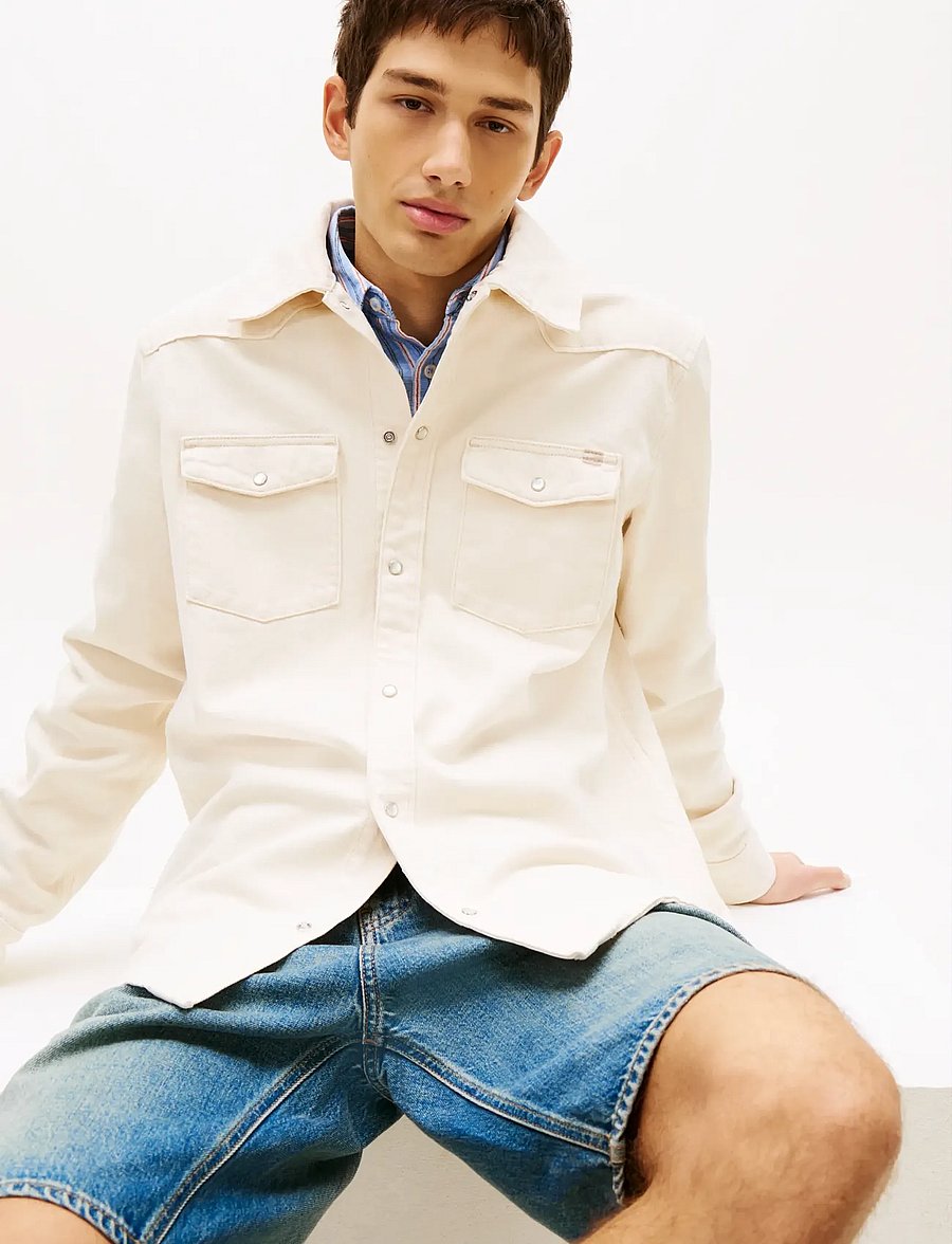 Tommy Jeans - DENIM WESTERN OVERSHIRT BJ6004 - shop efter stil - denim white 01 - 4
