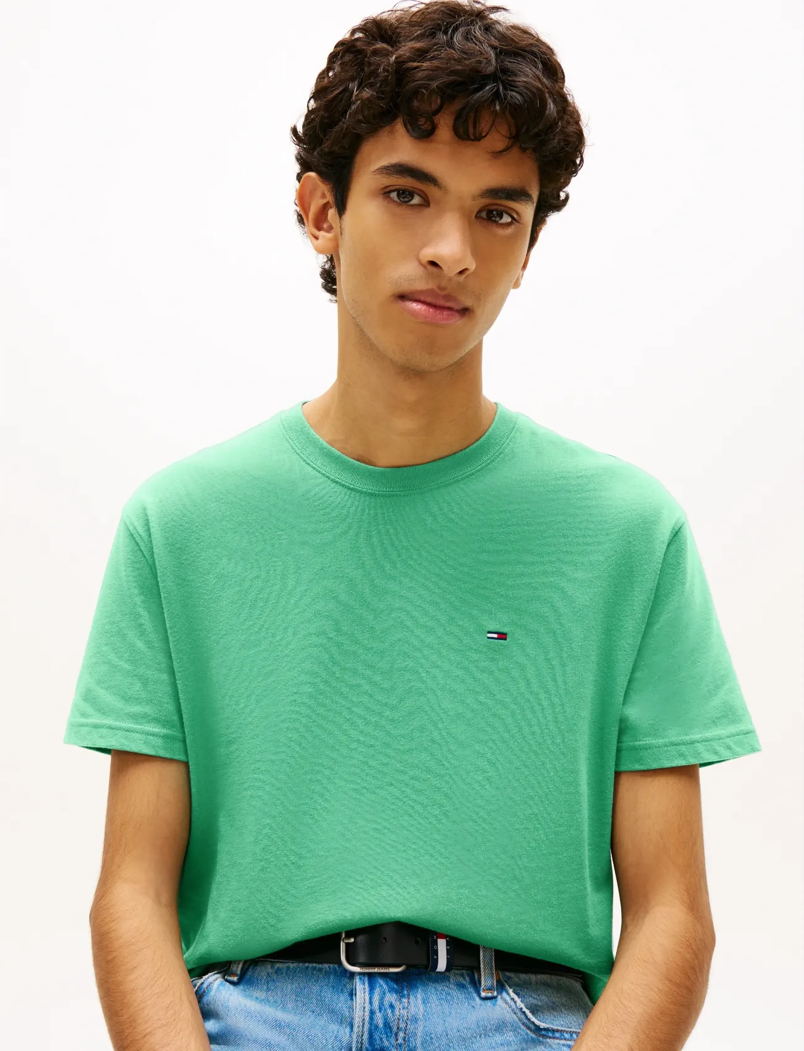 Tommy Jeans - TJM REG SFLAG SS TEE EXT - short-sleeved t-shirts - bahama green - 4