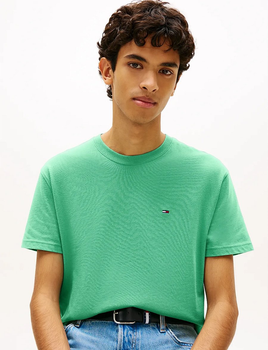 Tommy Jeans - TJM REG SFLAG SS TEE EXT - short-sleeved t-shirts - bahama green - 4