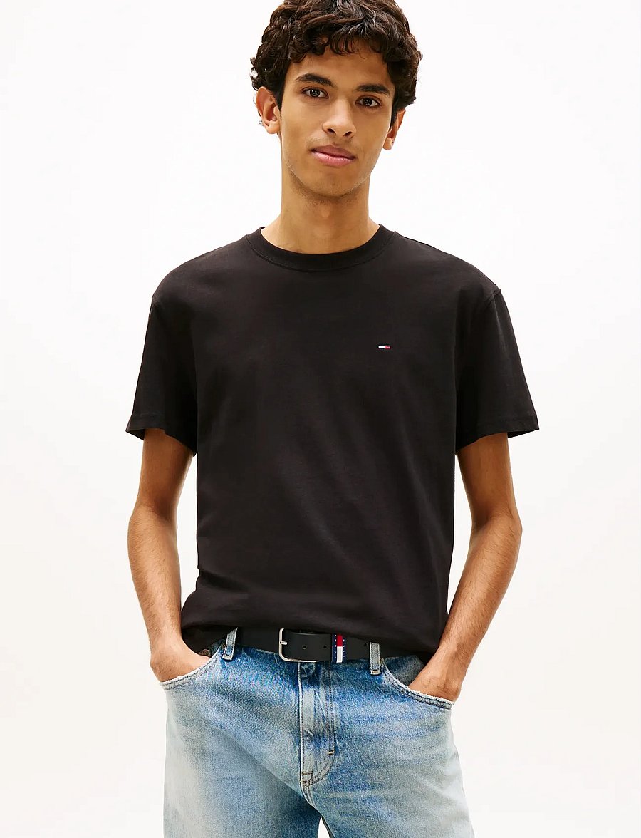 Tommy Jeans - TJM REG SFLAG SS TEE EXT - lühikeste varrukatega t-särgid - black - 0
