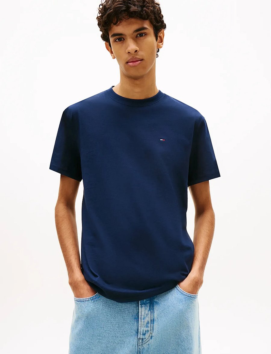 Tommy Jeans - TJM REG SFLAG SS TEE EXT - kurzärmelige t-shirts - dark blue - 0