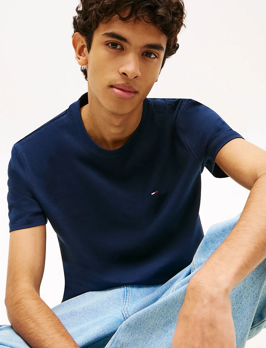 Tommy Jeans - TJM REG SFLAG SS TEE EXT - kurzärmelige t-shirts - dark blue - 4