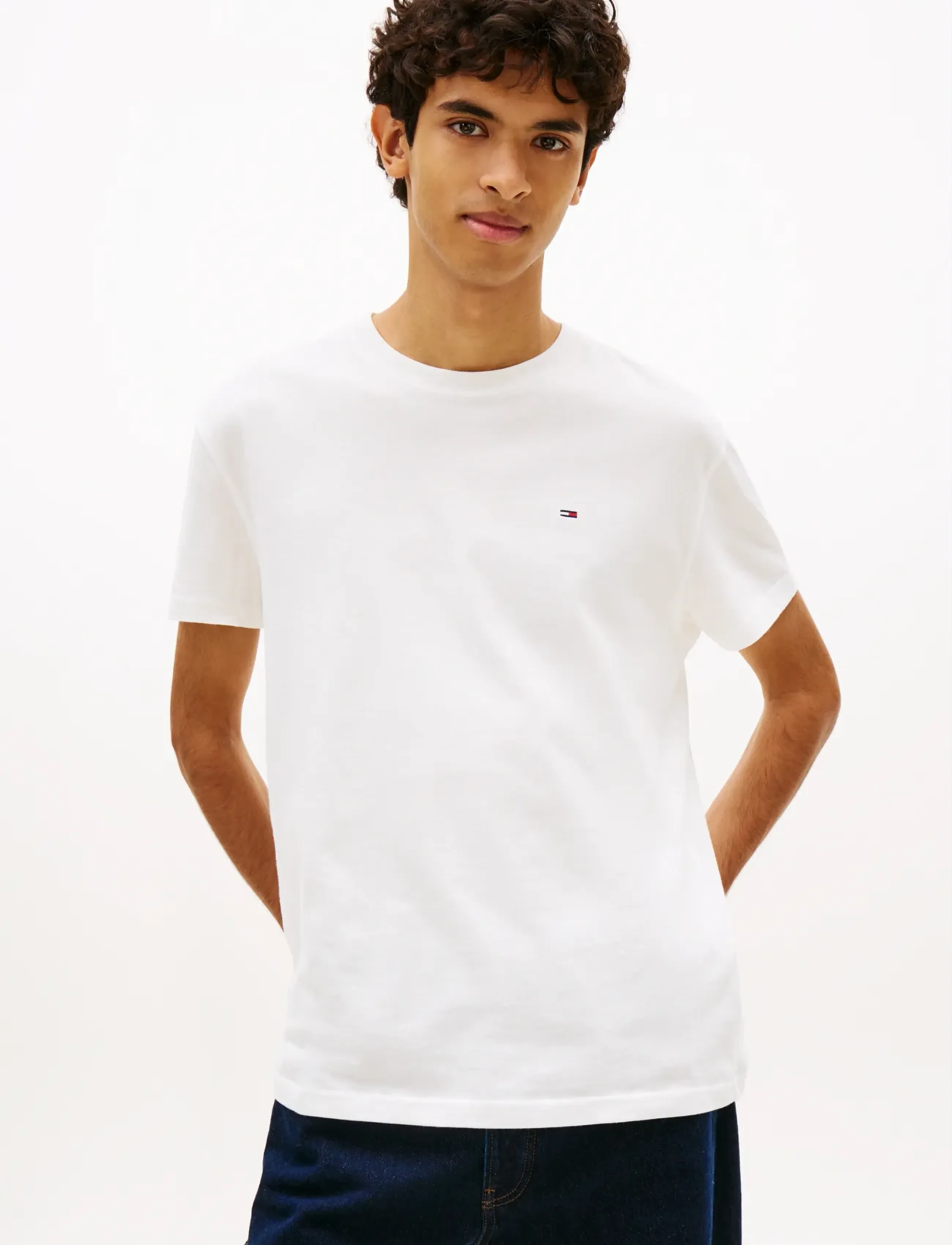 Tommy Jeans TJM REG SFLAG SS TEE EXT - Bolir - ECRU / white