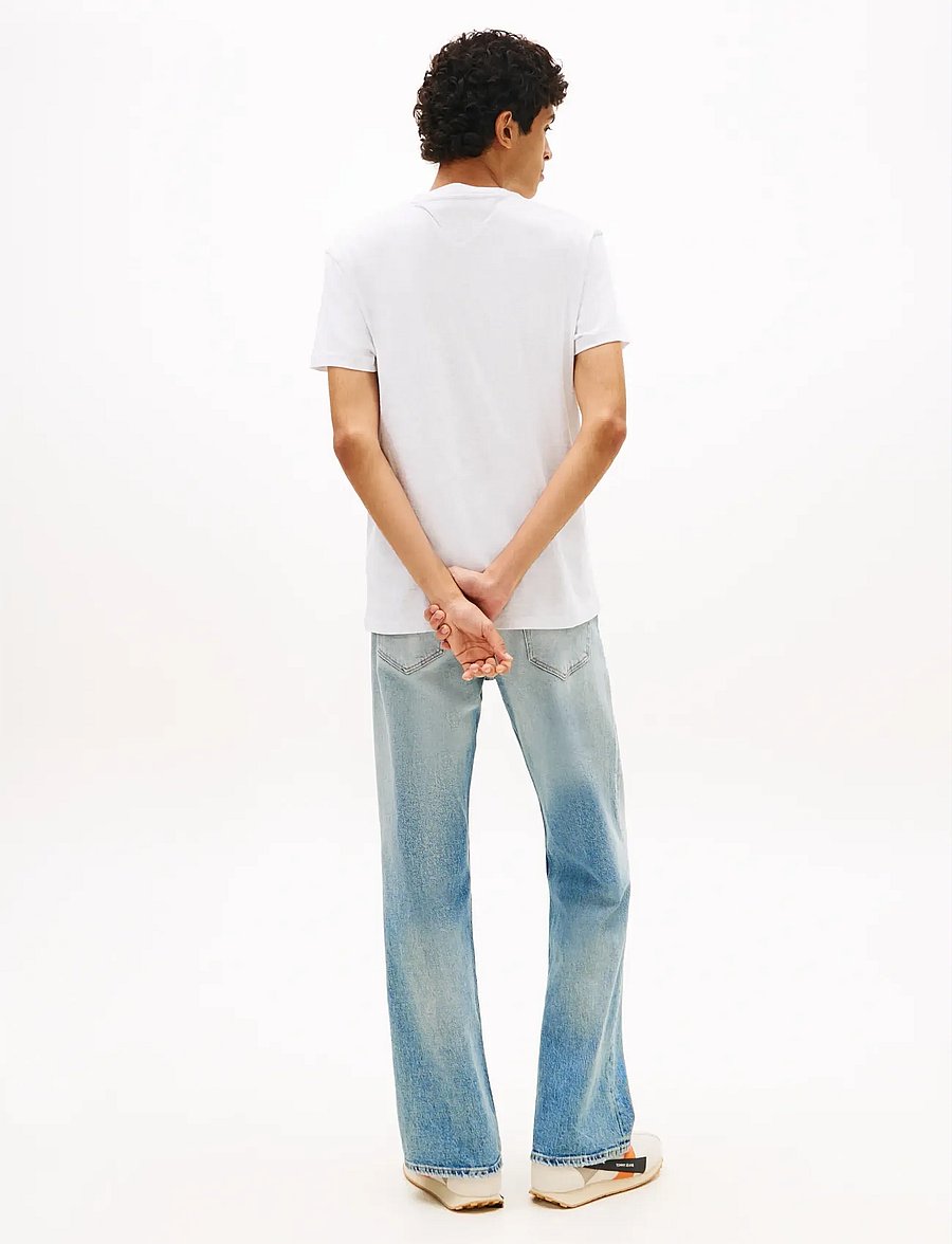 Tommy Jeans - TJM REG SFLAG SS TEE EXT - kortärmade t-shirts - ice grey heather - 2