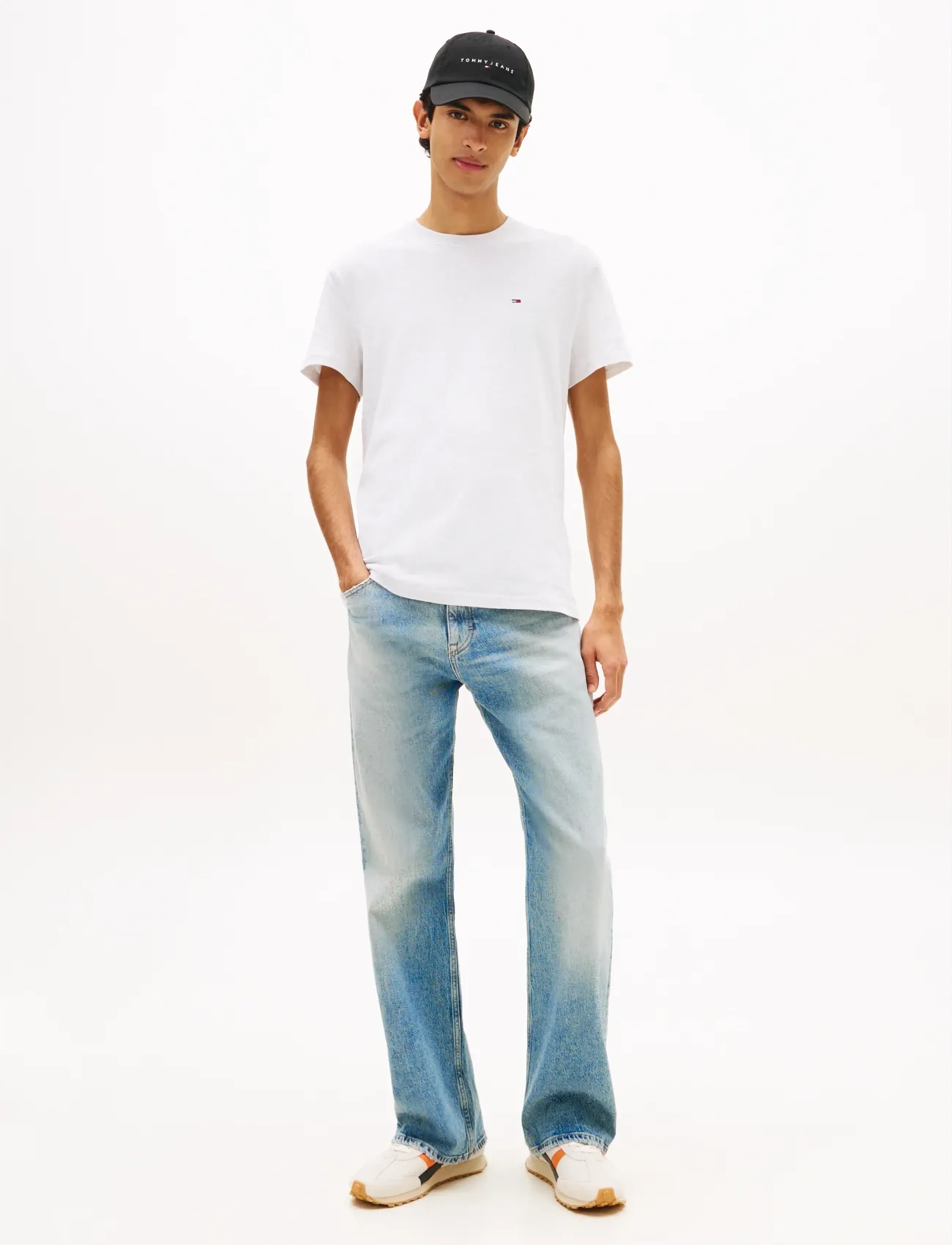 Tommy Jeans - TJM REG SFLAG SS TEE EXT - kortærmede t-shirts - ice grey heather - 3