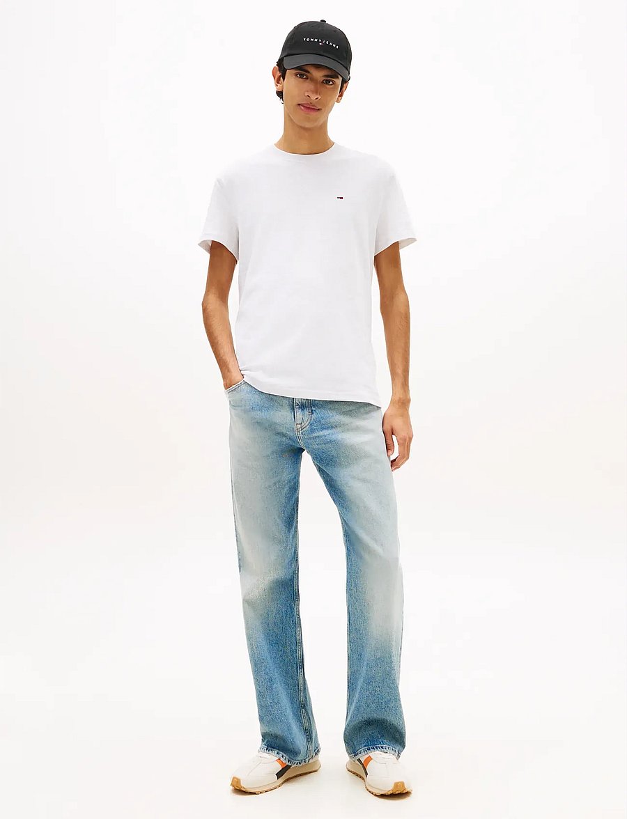 Tommy Jeans - TJM REG SFLAG SS TEE EXT - kortärmade t-shirts - ice grey heather - 3