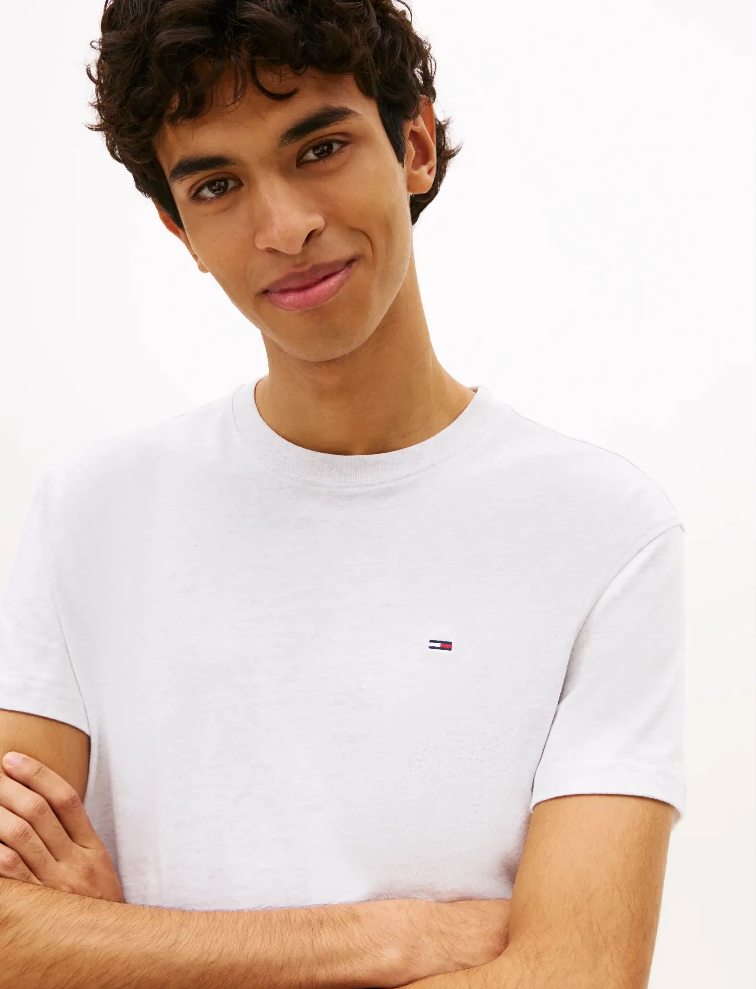 Tommy Jeans - TJM REG SFLAG SS TEE EXT - kortærmede t-shirts - ice grey heather - 4