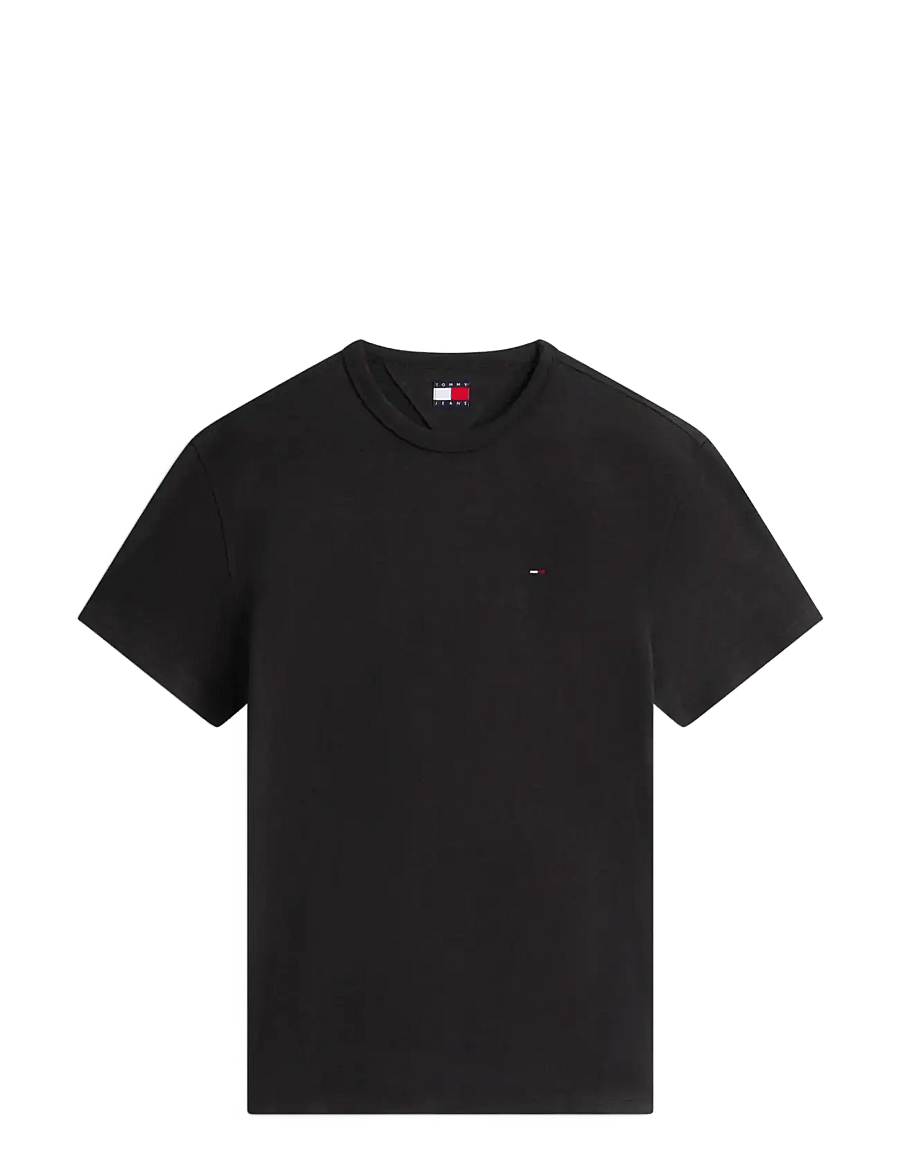Tommy Jeans - TJM REG SFLAG SLUB SS TEE - short-sleeved t-shirts - black - 1