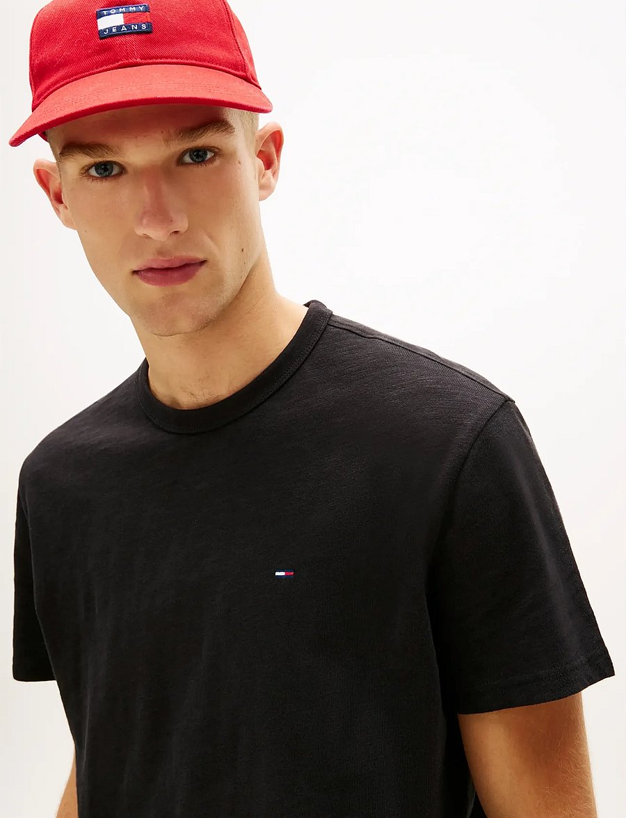 Tommy Jeans - TJM REG SFLAG SLUB SS TEE - short-sleeved t-shirts - black - 4