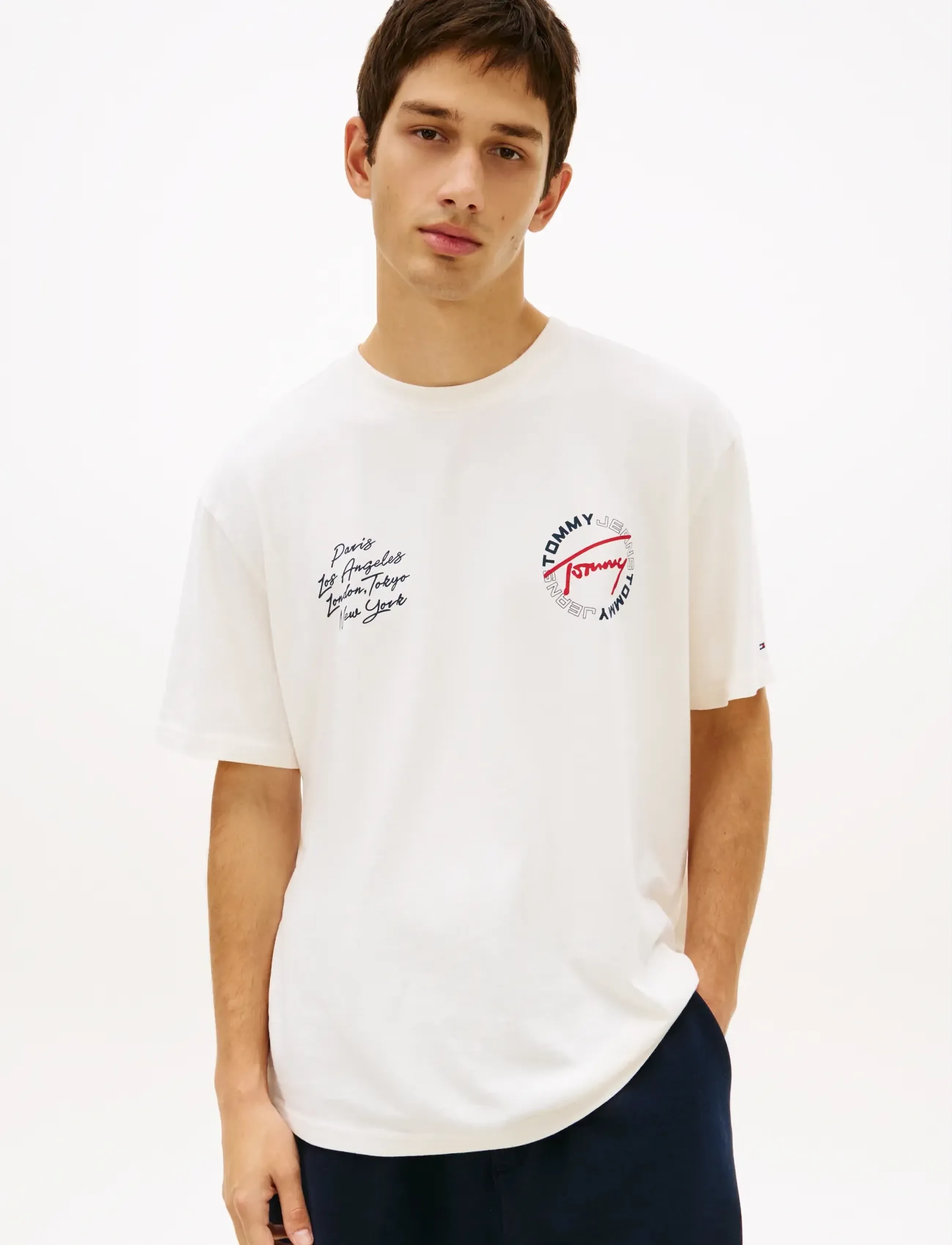 Tommy Jeans TJM RLX SIGN CIRCLE SS TEE EXT - Deals - ANCIENT WHITE / white